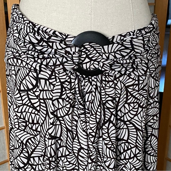 Lapis Leaf Print Brown & Tan Stretch Maxi Skirt SZ L - Picture 5 of 9